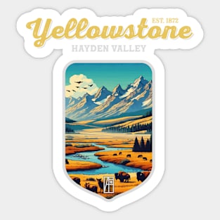 USA - NATIONAL PARK - YELLOWSTONE Hayden Valley - 3 Sticker